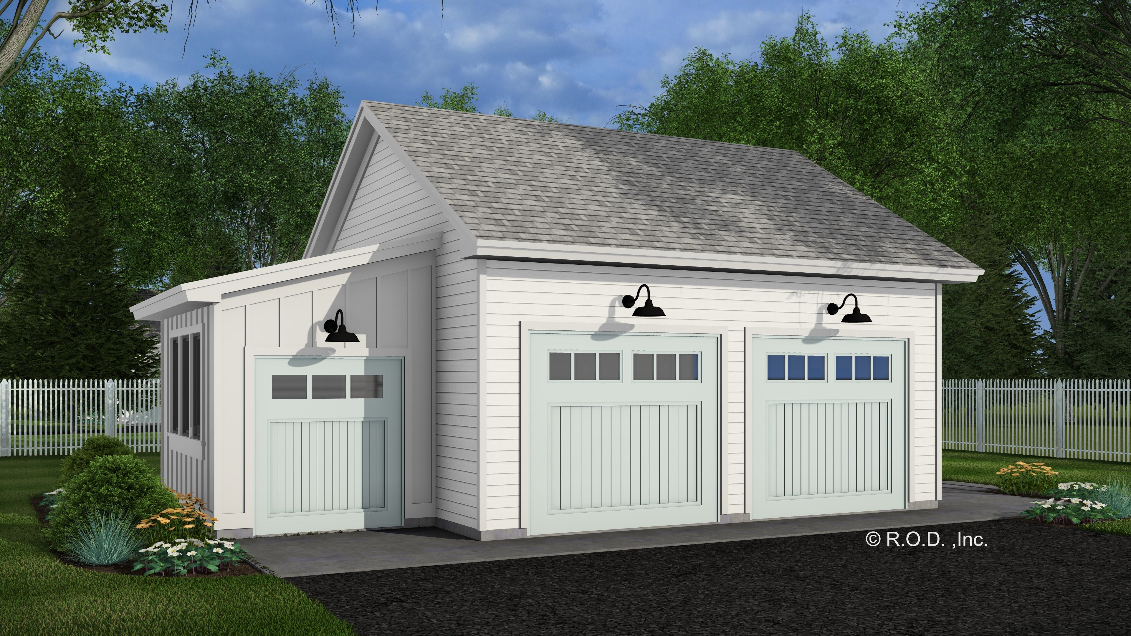 R-O TWO CAR GARAGE WITH GOLF CART AND SIDE YARD CL-GAR-12-2 702-33