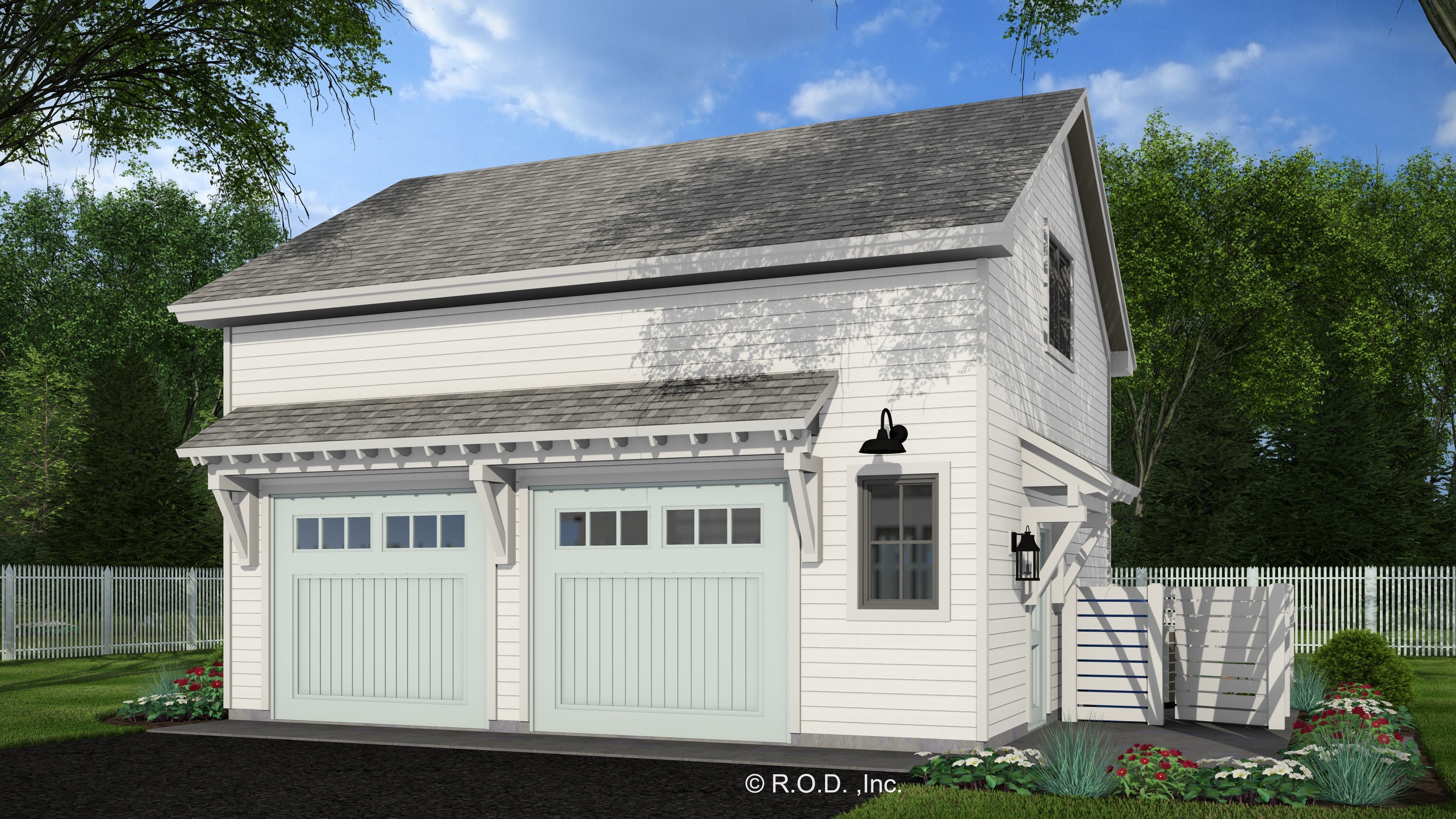 R-O TWO CAR GARAGE APARTMENT WITH SIDE YARD CL-GAR-12-4 672-28