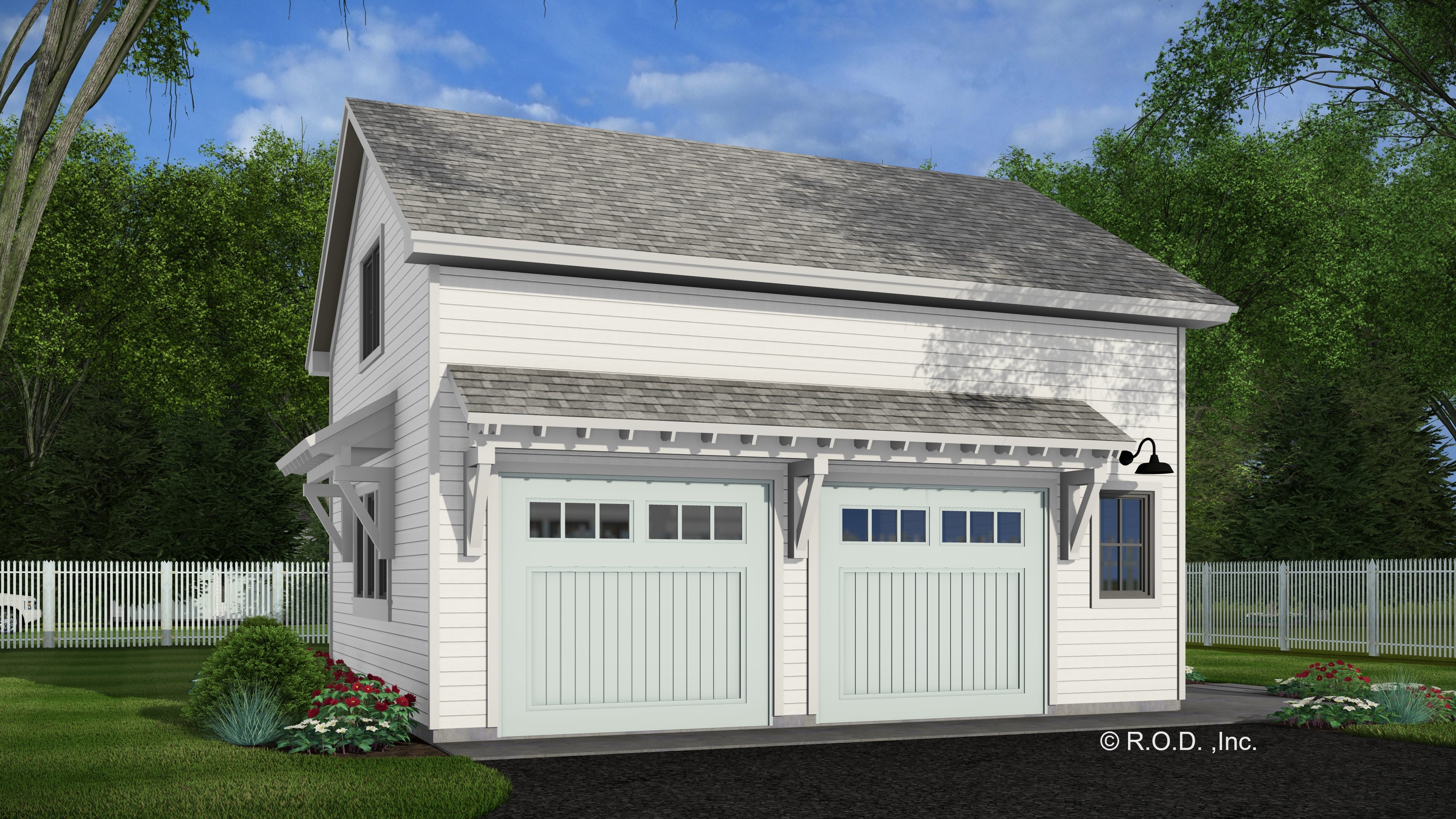 R-O TWO CAR GARAGE APARTMENT WITH SIDE YARD CL-GAR-12-4 672-28
