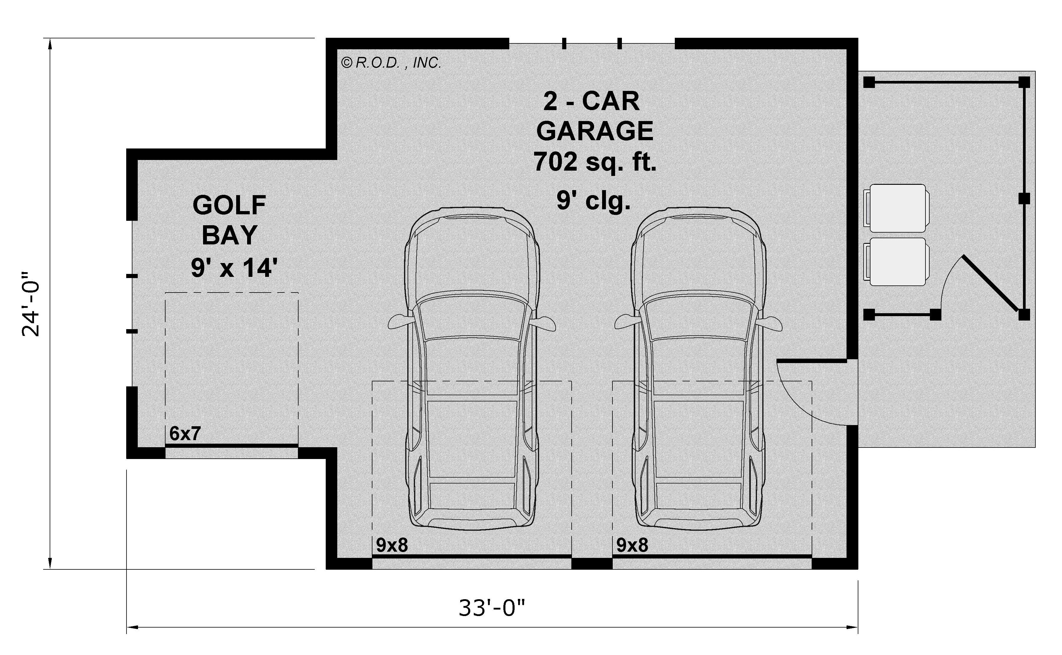 R-O TWO CAR GARAGE WITH GOLF CART AND SIDE YARD CL-GAR-12-2 702-33