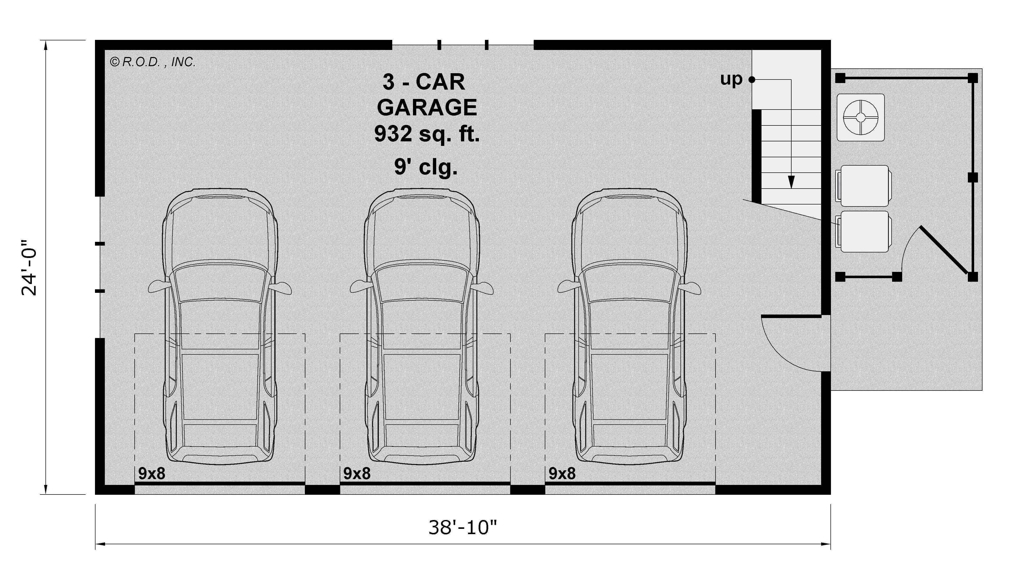 R-O THREE CAR GARAGE APARTMENT WITH SIDE YARD CL-GAR-12-6 932-39