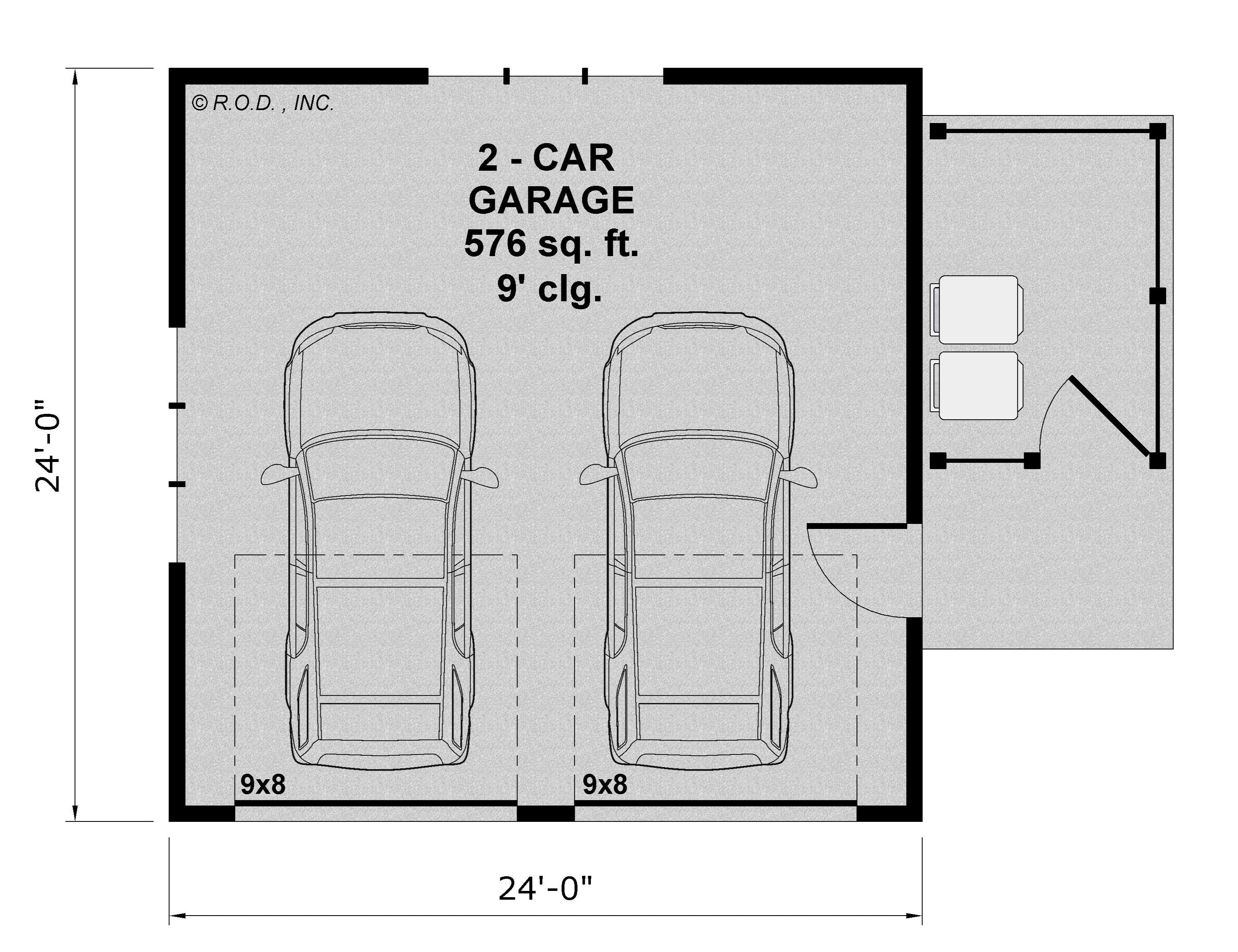 R-O TWO CAR GARAGE WITH SIDE YARD CL-GAR-12-1 576-24